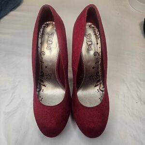 Brash Deep Red Women's Platform Pumps Size 7 5 Inch Heel